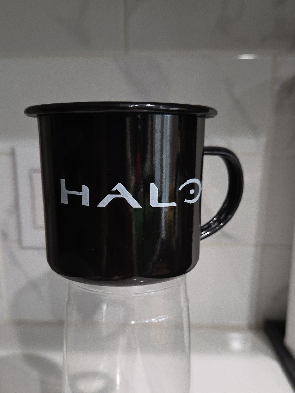HALO Black Enamel Mug with White Logo - Classic Camp Style